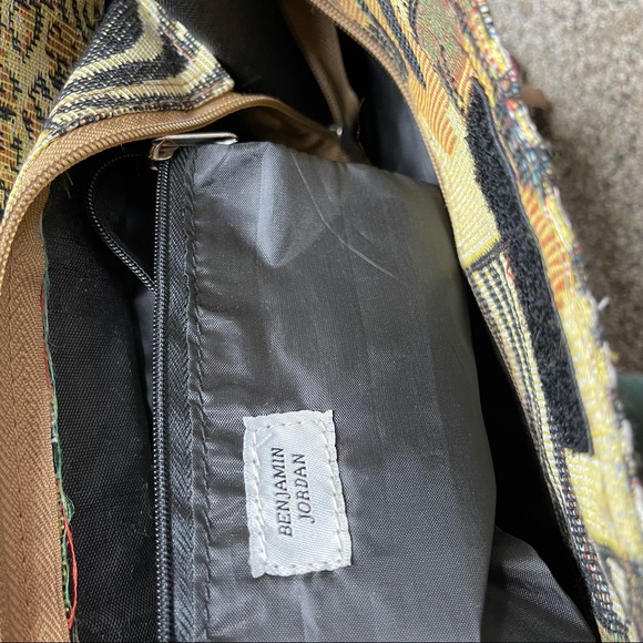 Vintage African Safari Themed Tapestry Tote Bag Purse Benjamin Jordan - Picture 7 of 7